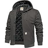 CARWORNIC Men's Winter Hooded Active Jacket with Warm Quilted-Lined Cotton Outdoor Workwear Coats