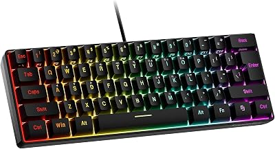 Snpurdiri 60% Wired Gaming Keyboard 61 Keys RGB Backlit QWERTY Black