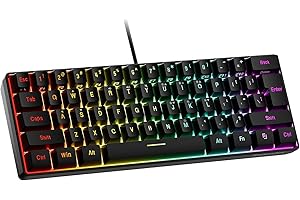 Snpurdiri 60% Wired Gaming Keyboard, RGB Backlit Ultra-Compact Mini Keyboard, Waterproof Small Compact 61 Keys for PC/Mac Gamer, Typist, Travel, Easy to Carry on Business Trip(Black)