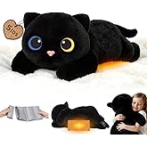 Mewaii Weighted Stuffed Animals with Microwavable Heating Pad - 5 lbs Adjustable, Heatable & Coolable Stuffed Animal for Realistic Hug, Removable Inner Pad, Plush Gifts for Kids (Black, 23 Inch)