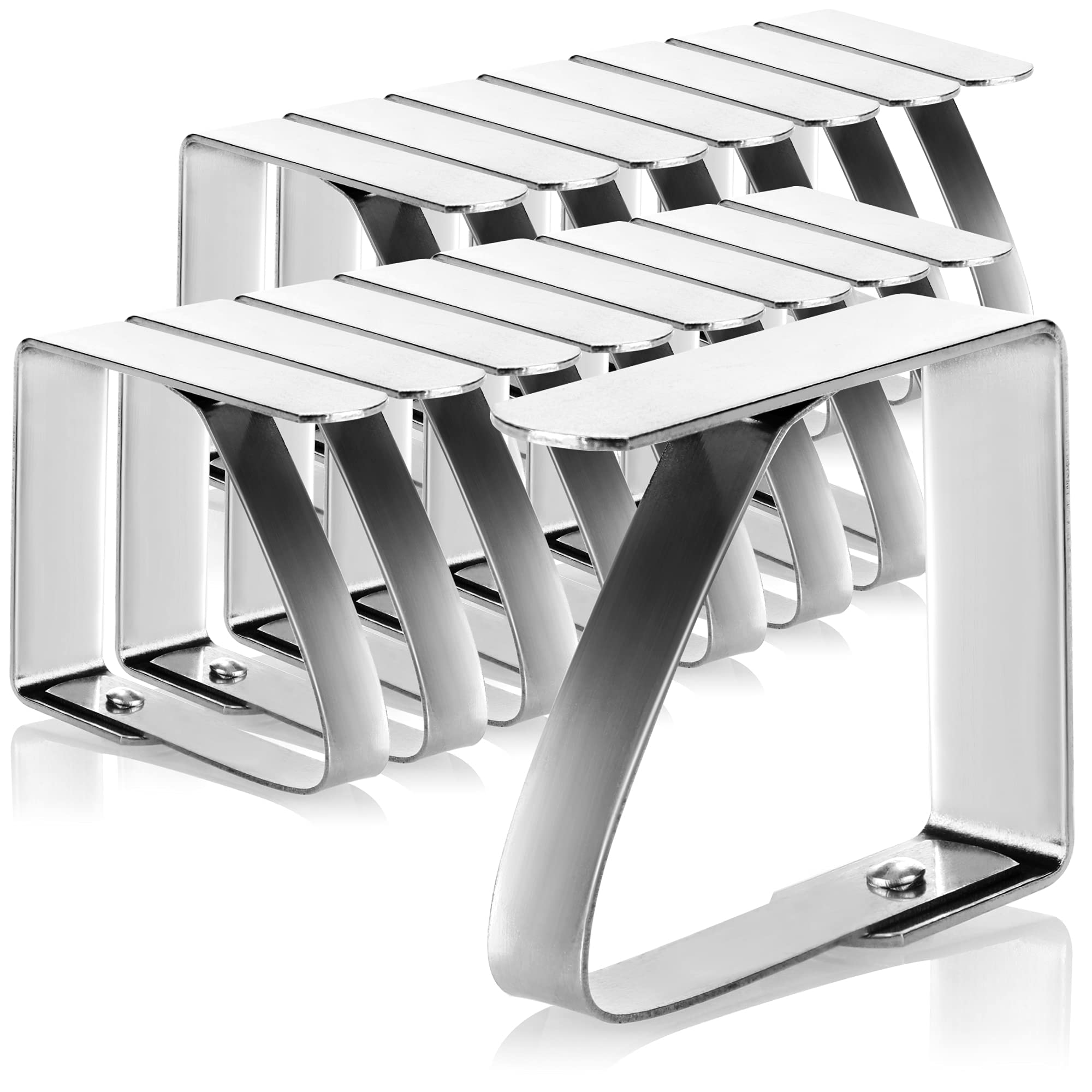 com-four® 16x tablecloth clips made of stainless steel - weatherproof cloth holders - table clips for inside and outside - table clamps - metal clips
