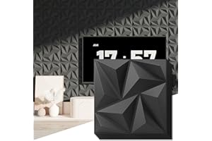 Art3d 3D Wall Panels 20 Pack, 11.8" x 11.8" (19 Sq.ft) PVC Wall Panels, Glue Up Wall Decor for Living Room, Bedroom, Office, Black