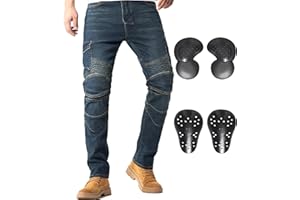 CTBQiTom Motorcycle Pants for Men Motocross Riding Pants Motorbike Riding Denim Jeans Adventure Trousers with CE Armor