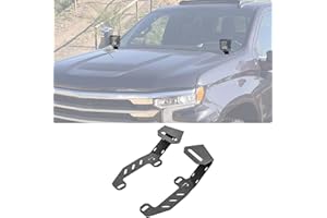 ROMELACK Hood Mount Brackets Ditch Light Pods Bracket Heavy Duty Steel Compatible with Chevy Silverado Fit GMC Sierra 1500 Mo