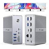 TobenONE 18-in-1 DisplayLink Docking Station 4 Monitor with 4 HDMI | Quad/Triple 4K@60Hz Dock, 120W Power Adapter, 18W Phone Fast Charge, for Windows &amp; MacBook, Ideal for Tech Professionals