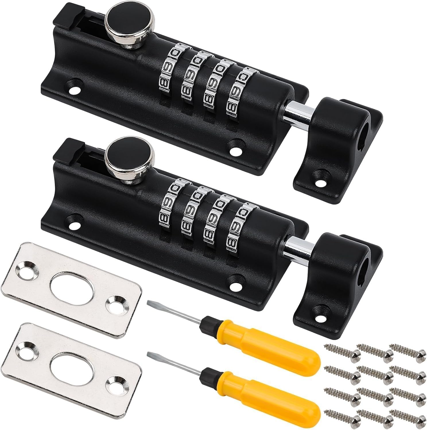 Photo 1 of 2 Pack Combination Locking Bolt, 4 Digit Combi Bolt Sliding Door Lock Resettable, Heavy Duty to Keep You Safe, Thicken Solid Zinc Alloy Door Latch Lock for Home, Gate, Garage