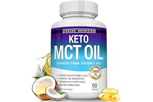 Toplux Keto MCT Oil Capsules - 3000mg Natural Pure Coconut Oil Extract Pills, Source of Energy, Easy to Digest for Men Women, 90 Softgels, Supplement