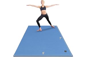 Gxmmat Large Yoga Mat Non-Slip 7'x5'x9mm, Thick Workout Mats for Home Gym Flooring, Extra Wide Exercise Mat for Men and Women Without Shoes, Non-Toxic Memory Foam, Comfortable for Stretching, Cardio