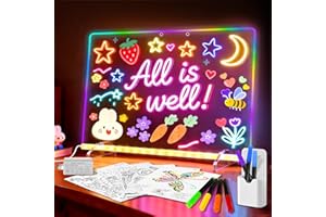 LumiBoard LED Drawing Board for Kids with 13 Light Effect- 13.7x10'' Acrylic Dry Erase Board Doodle Glow Board Kids, Includes