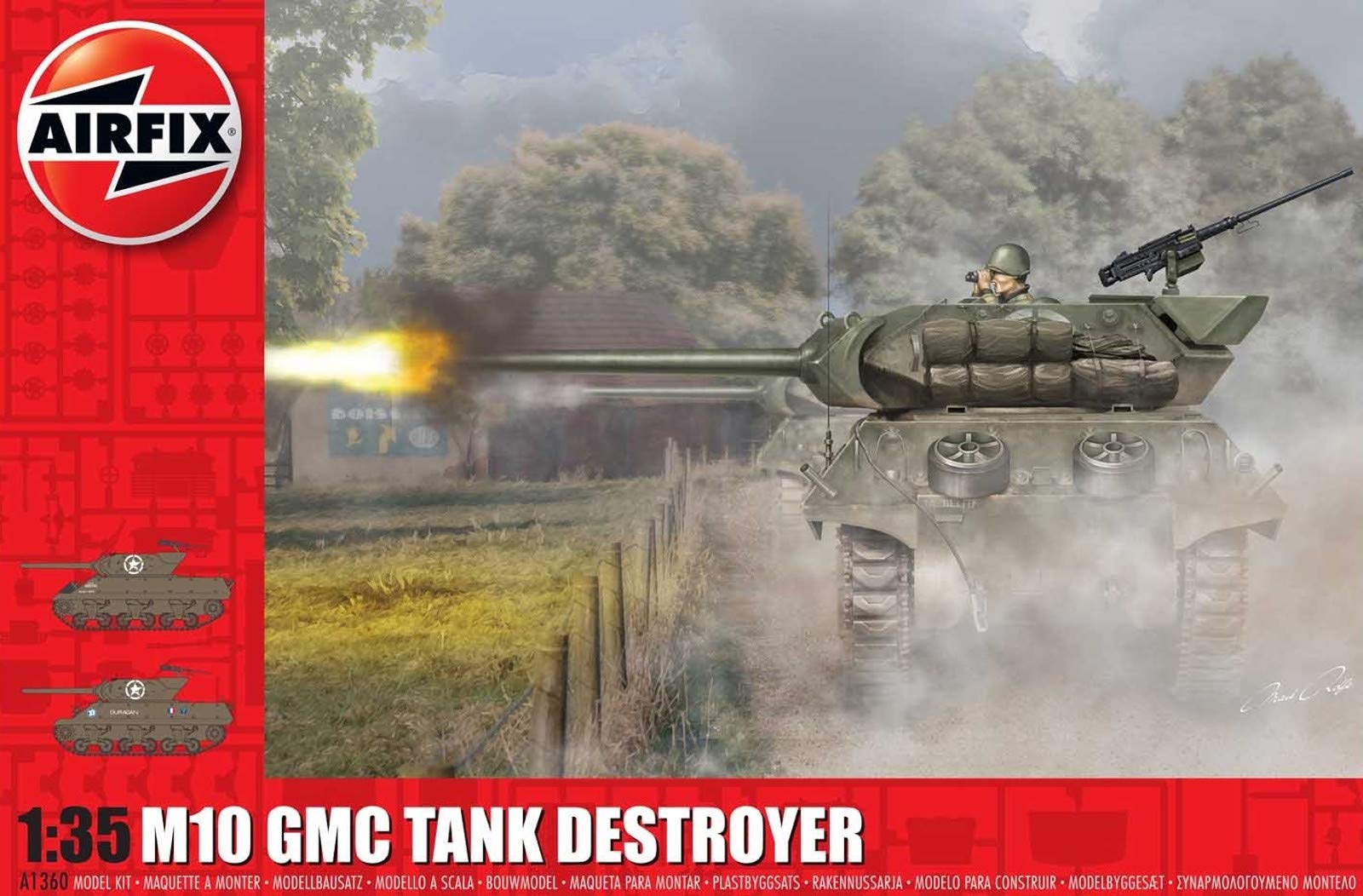 Airfix Model Set - A1360 M10 GMC Tank Destroyer Model Building Kit - Plastic Model Tank Kits for Adults & Children 8+, Set Includes Sprues & Decals- 1:35 Scale Model