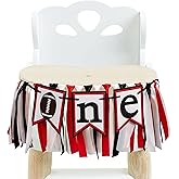 Football Highchair Banner 1st Birthday - First Year Down Highchair Banner, Sport Theme First Birthday Decoration Ribbon for Party, Anniversary, Baby Shower, Cake Smash
