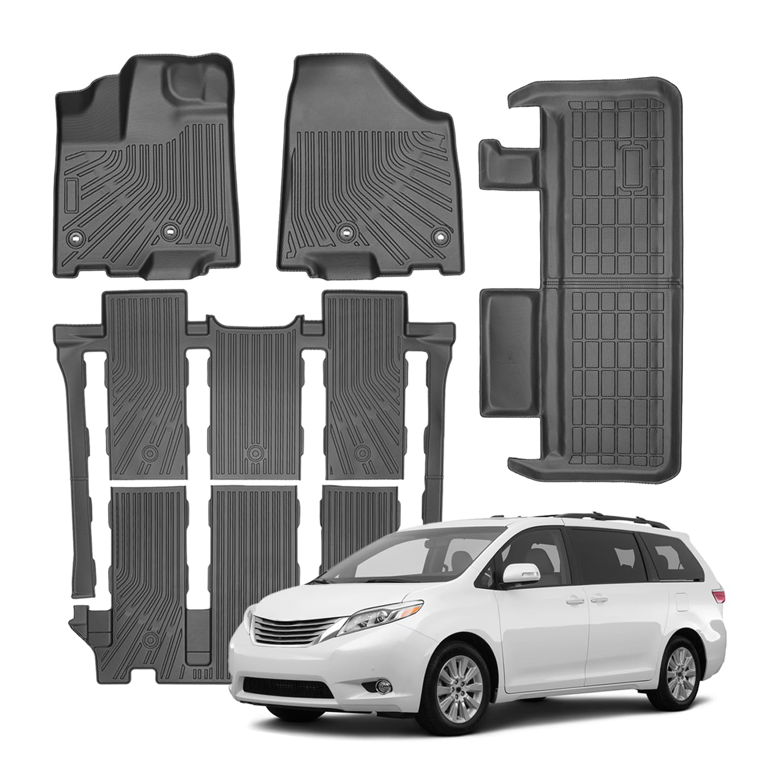 Photo 1 of Compatible with Toyota Sienna 2013-2020 (7 Seats) Not Fit Movable Center Console Version,Floor Mats & Cargo Liner,All Weather Protection TPE, Anti-Slip Floor Liner Accessories