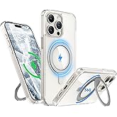 Niunisi for iPhone 15 Pro Max Case 6.7-Inch with Magnetic 360° Ring Stand Compatible with MagSafe Crystal Clear Shockproof Protective Phone Cover 6.7" 2023, Clear