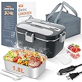 DUPASU Electric Lunch Box Food Warmer: 100W Heated Lunch Box for Adults, 1.8L Portable Fast Heating Lunchbox Food Heater for Car, Truck, Work, Travel, Lonchera Elctrica Porttil 12/24V/110-230V
