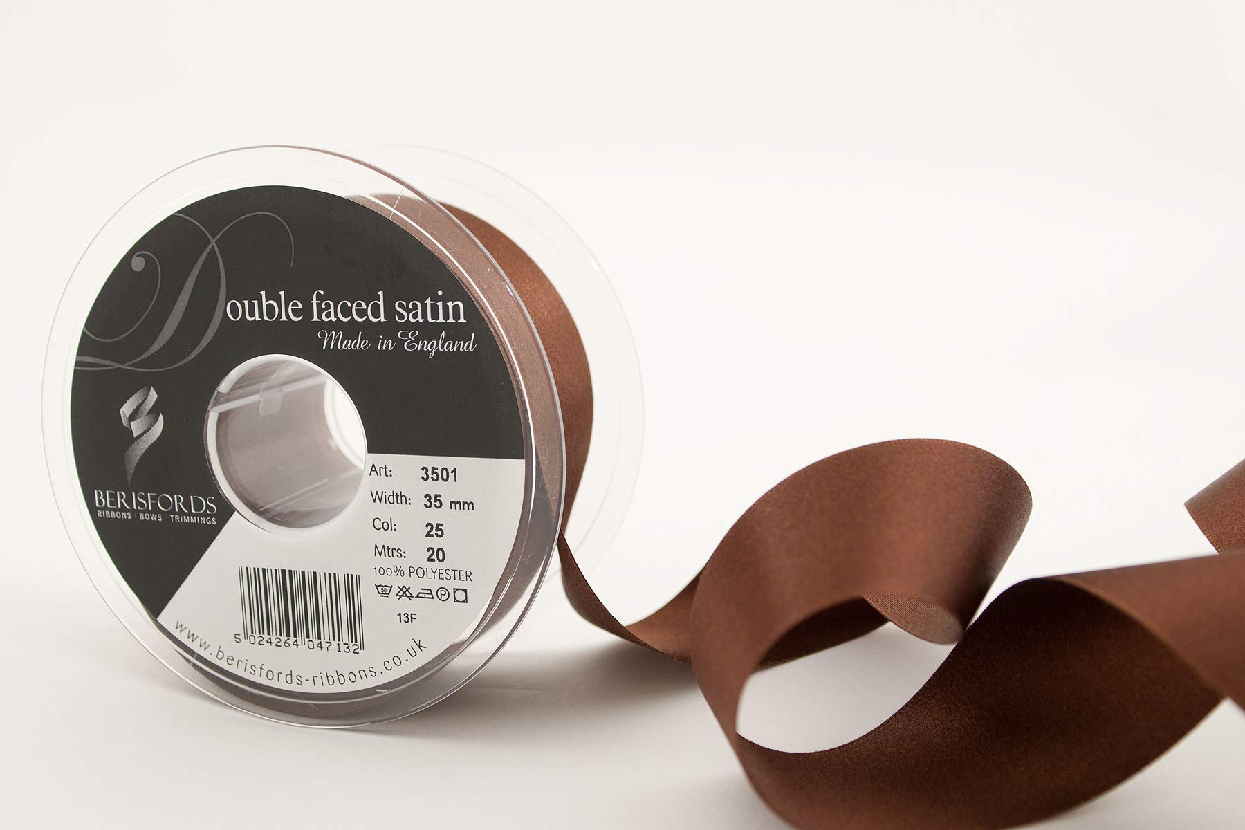 Berisfords Ribbon, Dark Brown, 35 mm