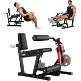 Leg Extension and Curl Machine, 700LBS Capacity Adjustable Leg Machine for Home Gym, Seated Leg Extension and Lying Curl Machine with Plate-Loaded Design, Leg Workout Equipment