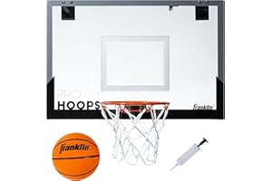 Franklin Sports 25in XL Over The Door Mini Basketball Hoop - Slam Dunk Approved - Shatter Resistant - Accessories Included, White/Orange