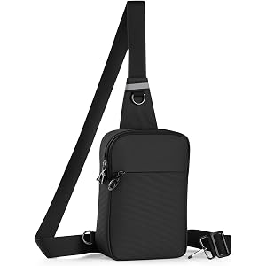 Keanoo Sling Bag with Zipper Lock Anti Theft Crossbody Bag for Men Women RFID & Water Resistant Chest Bags for Travel(Black)