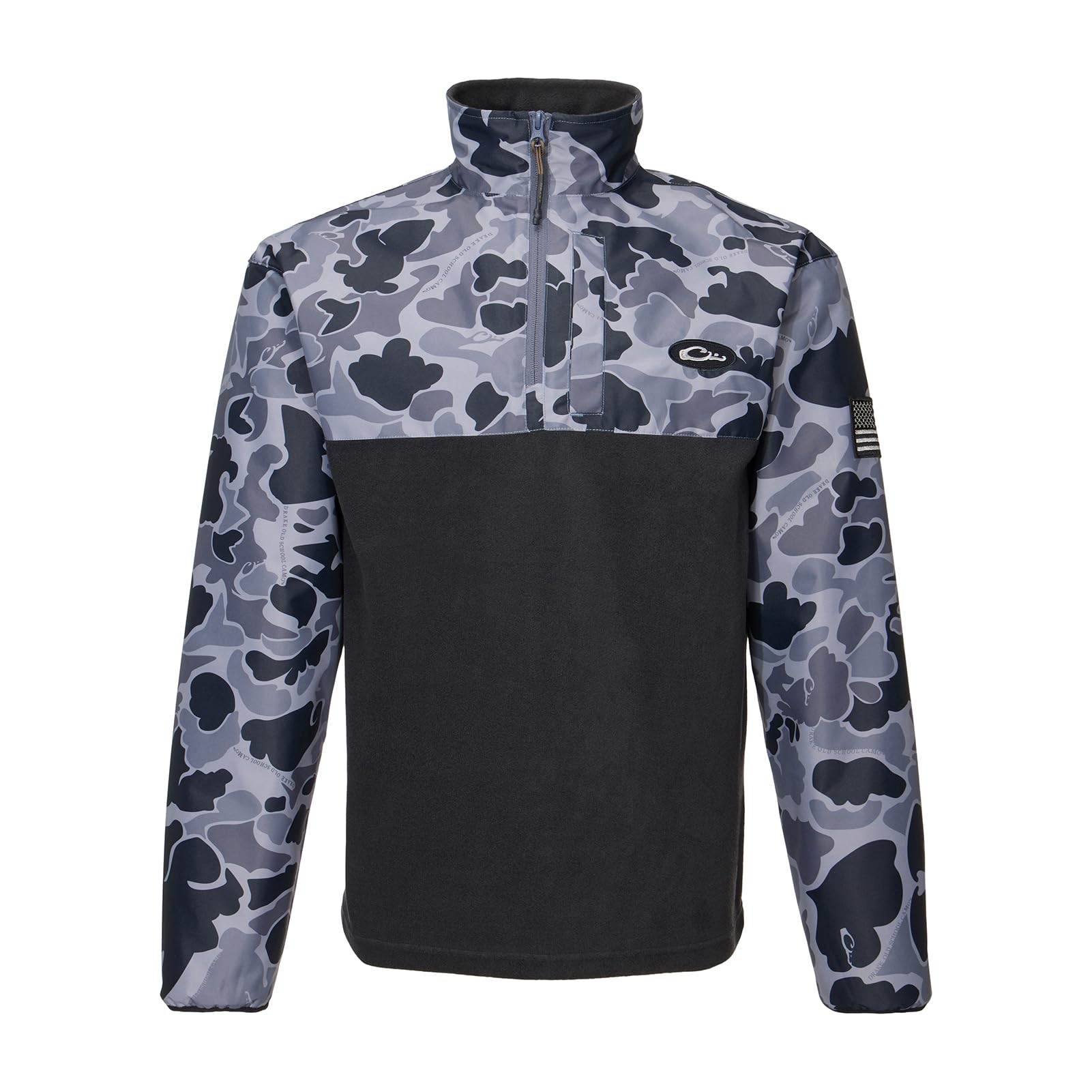 Drake Waterfowl Men's MST Quarter 1/4 Zip Refuge Eqwader Waterproof Windproof Breathable Resistant Outdoor Hunting Jacket, Old School Black, 3X-Large Image