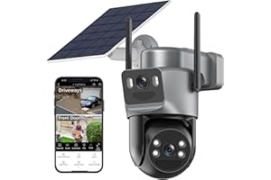 Dual Lens Solar Security Cameras Wireless Outdoor, 2.4G/5G WiFi 6, 360° View Pan/Tilt Camera Surveillance Exterieur with 6MP 