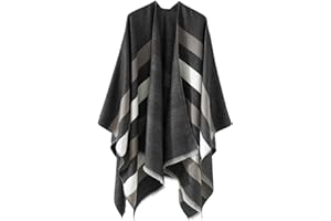 Yihaojia Women's Shawl Wrap Poncho for Fall Winter Open Front Cardigan Sweater Stylish Tassel Vintage Poncho Capes