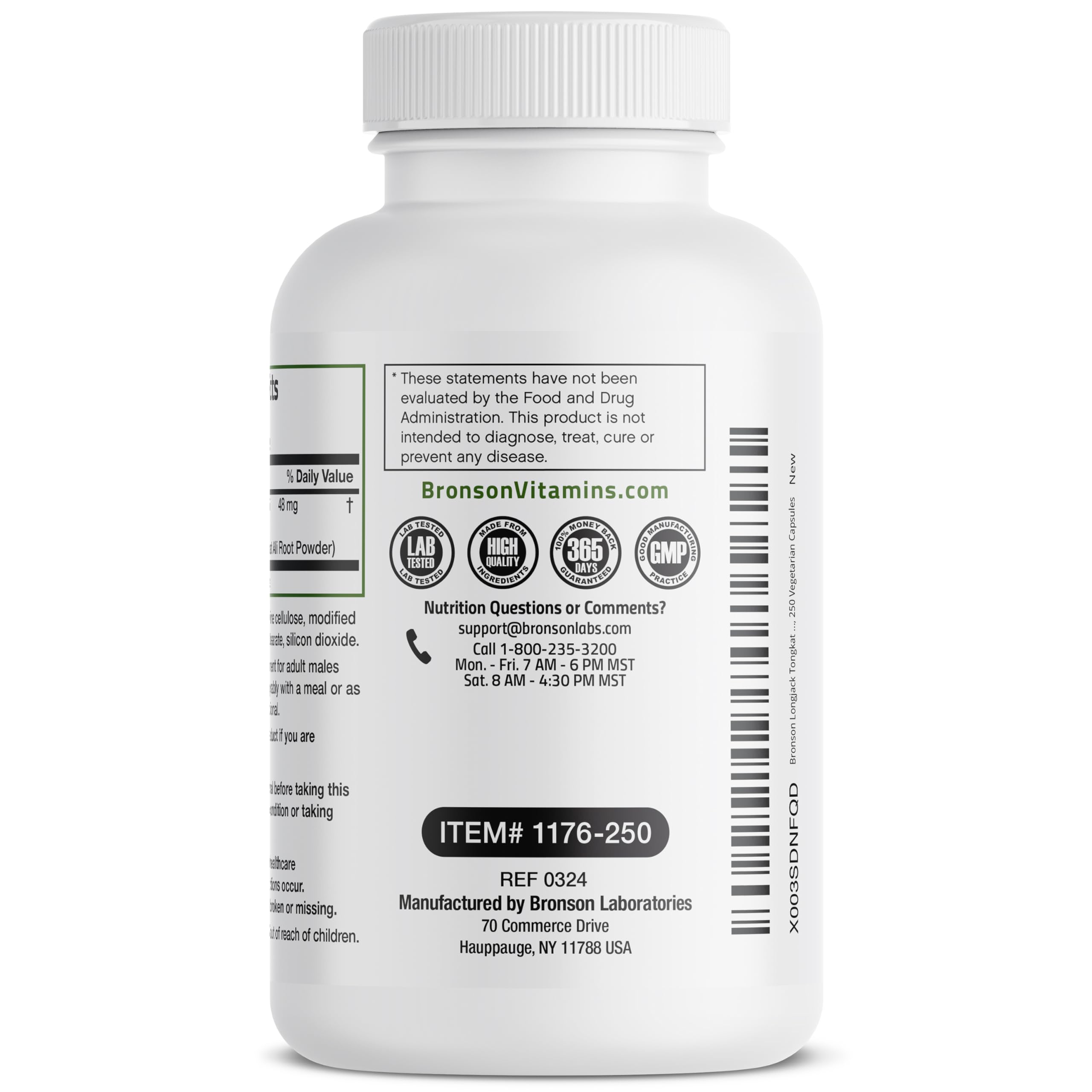 Bronson Longjack Tongkat Ali Extra Strength, 250 Vegetarian Capsules