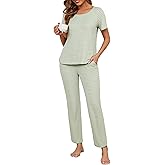 Namatime Womens Pajama Sets Cotton 2 Piece Lounge Set Stripe Short Sleeve Pj Set Comfy Loungewear Sleepwear with Pockets