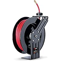 ReelWorks Air Hose Reel Retractable 3/8" Inch x 50' Feet Hybrid Polymer Hose, Max. 300 PSI Compressor Water Plastic Spring Dr