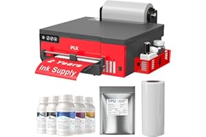 PLK A4 DTF Printer with XP600 Printhead, Sheet and Roll Feeder,Built-in Film Cutter,Upgrade L8058 DTF Printer Machine with White Ink Stirring System 100% Transfer for Custom Garment Printing