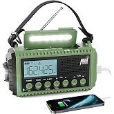 Raynic Emergency Radio, 12000mAh/44400mWh Battery Operated Weather Radio, Solar Hand Crank Radio with AM/FM/SW/NOAA Alert, Cell Phone Charger, Type-C Charging, Flashlight and SOS Siren