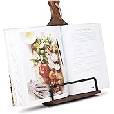 VYNOPA Cookbook Stand for Kitchen Counter Wood Adjustable Recipe Book Holder Stand iPad Rustic Holder Thanksgiving Day Christmas Gift for Mother, Grandma, Women
