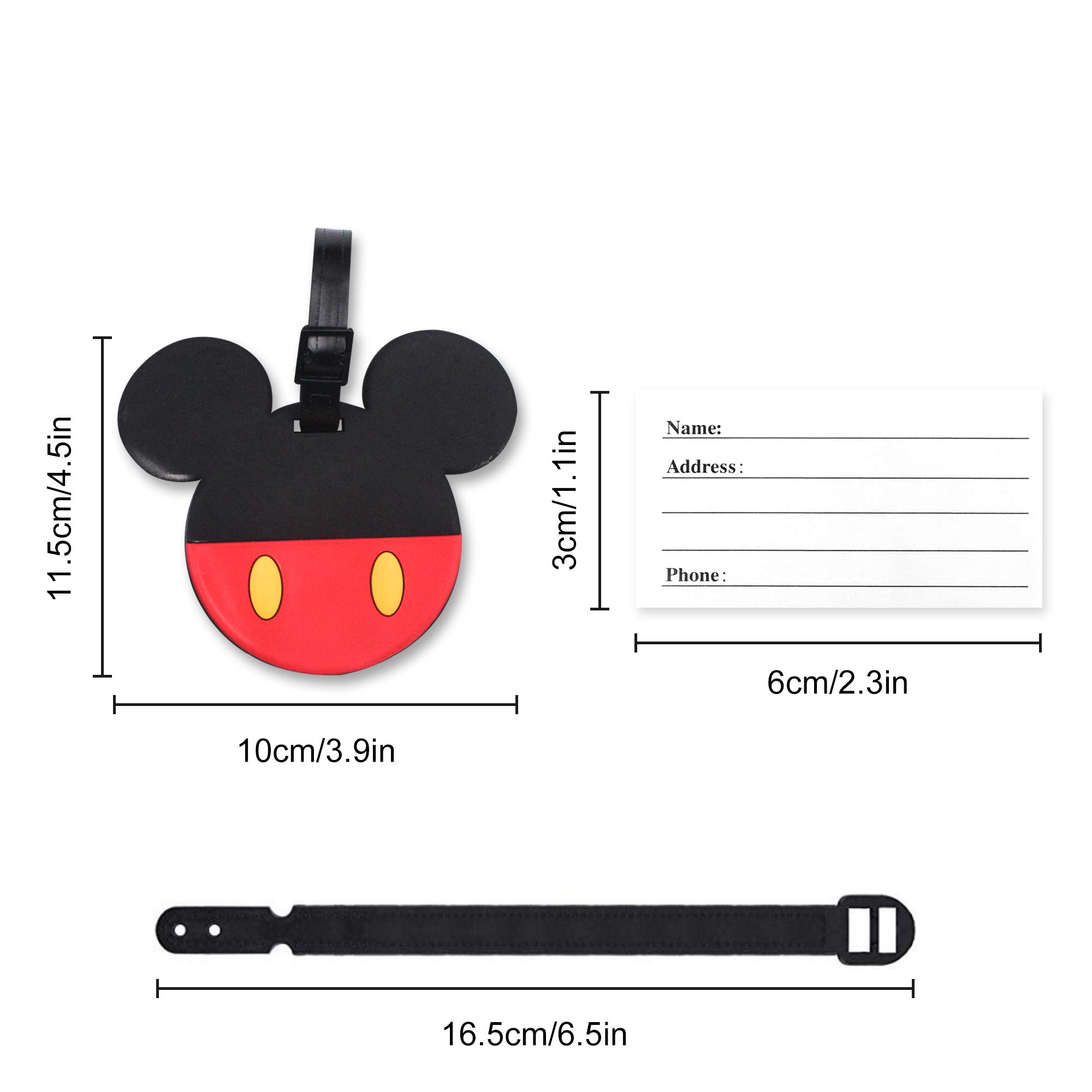 4 Pcs Set Mickey Minnie Silicone Travel Luggage Baggage Identification Labels ID Tag for Bag Suitcase Plane Cruise Ships with Belt Strap