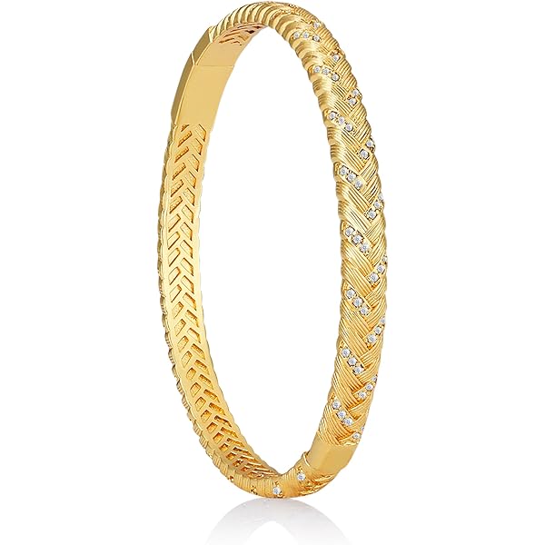 Ethiopian African Men's Gold Color Bangle Bracelet – Opening Embossed Design - View #5