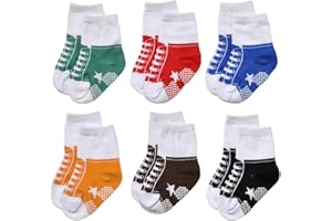 EPEIUS Unisex Baby Girls Boys Non-Slip Socks (Set of 6)