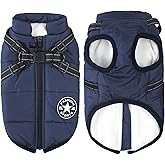 Aiboria Dog Jackets for Winter Windproof Waterproof 2 in 1 Outfit Cold Weather Coat Dog Vest Harness Puppy Winter Warm Jacket Small Blue L