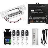 Electric Strike Door Access Control Kit Remote Control, Fail Safe/Secure | Complete Kit with Adjustable Fail Safe/Fail Secure Electric Strike, 4 Remotes, Power Supply and Stainless Steel Exit Button