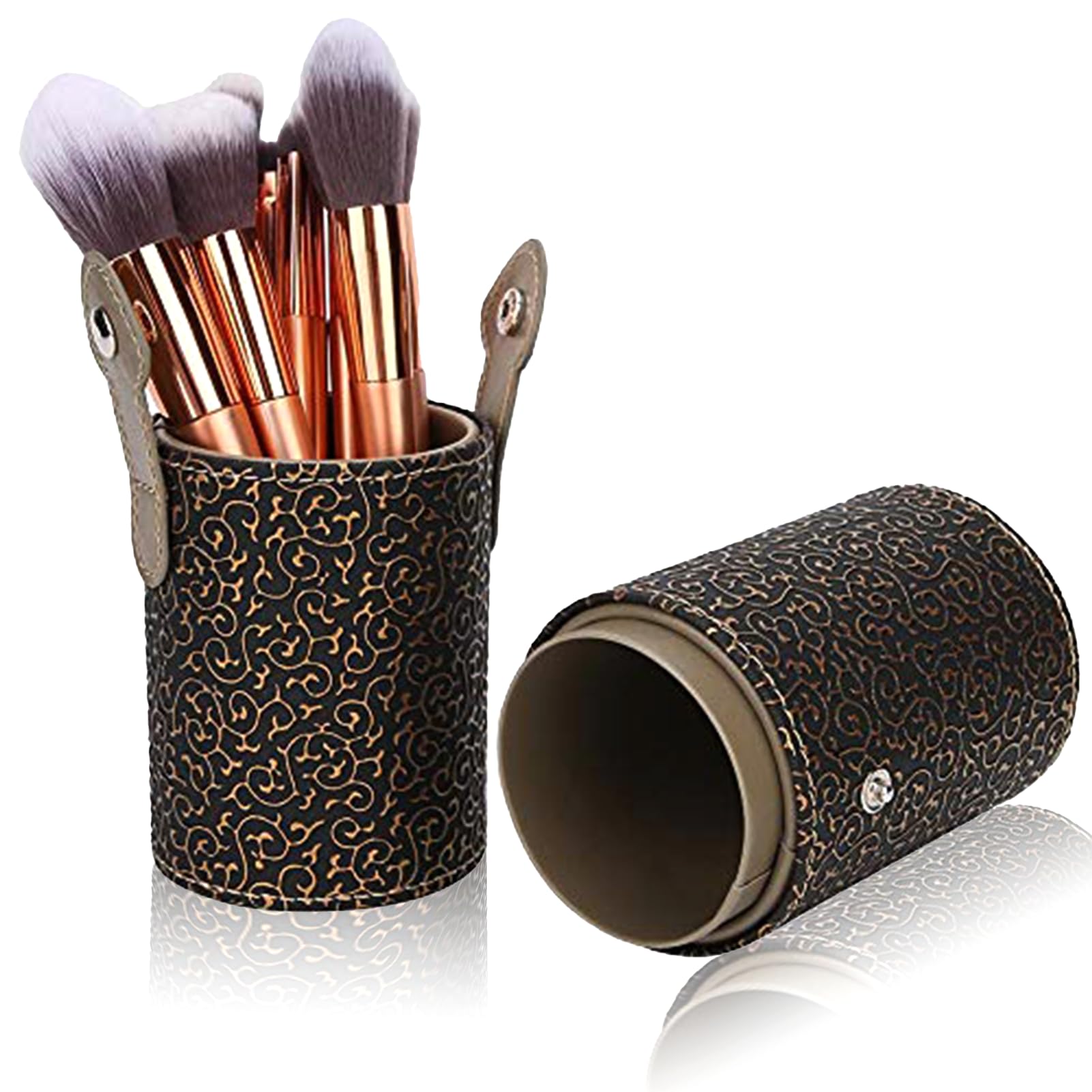 PU Leather Makeup Brush Holder, Portable Cosmetic Holder for Travel & Home Use, Travel Makeup Storage, Makeup Organizer, Cosmetic Tool Container
