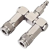 FIXSMITH Air Hose Connector- 2 Way Air Hose Splitter,1/4 in NPT, Air Compressor Accessories Fittings, Swivel 360 Degrees Conn