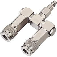 FIXSMITH Air Hose Connector- 2 Way Air Hose Splitter,1/4 in NPT, Air Compressor Accessories Fittings, Swivel 360 Degrees Conn