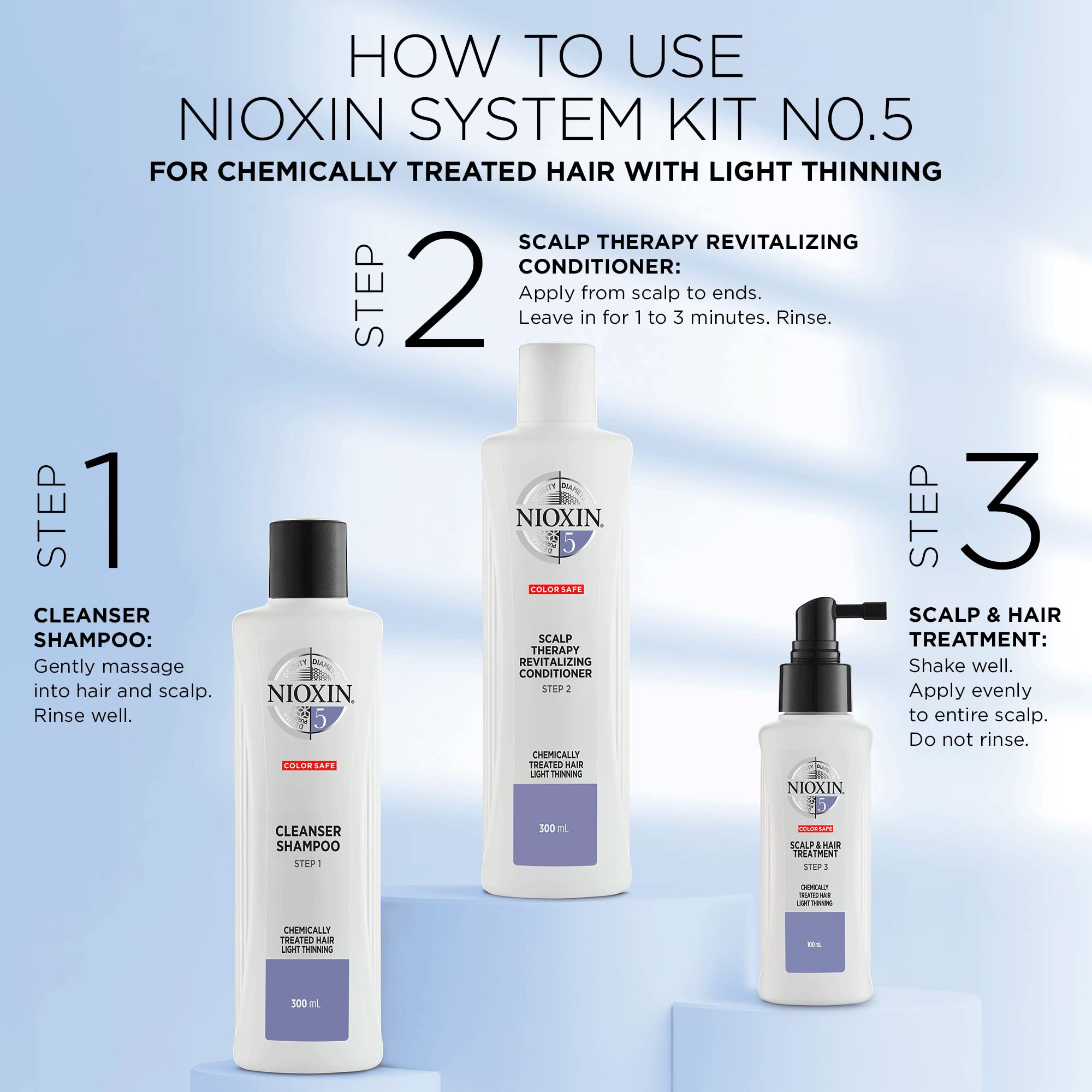 Nioxin Hair Strengthening & Thickening Kit 5 for Bleached & Chemically Treated Hair with Light Thinning, Trial Size