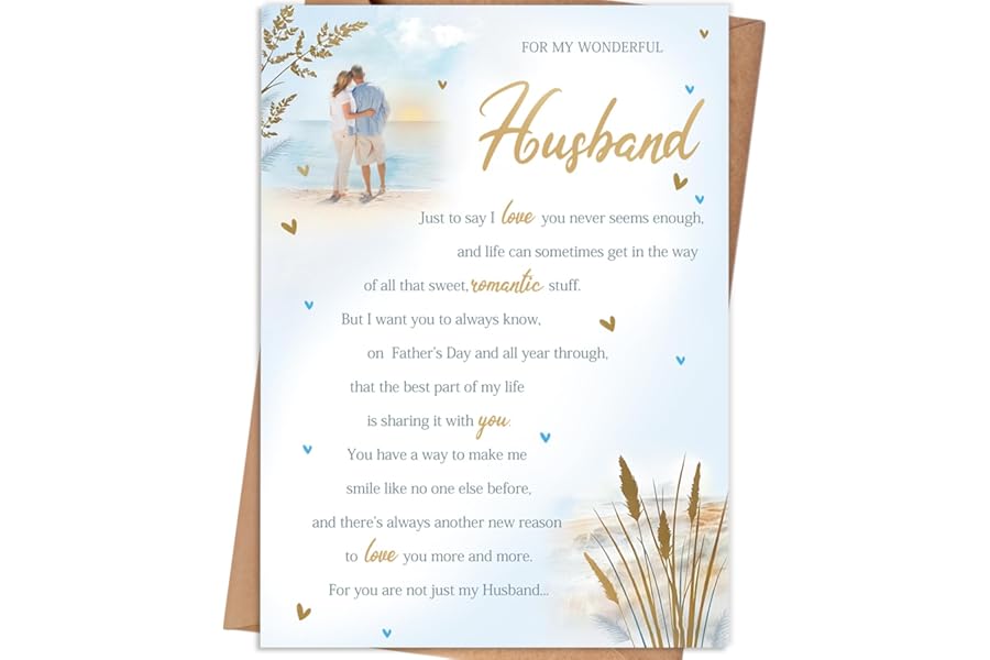 HEJOYN Father's Day Card for Husband, Fathers Day Card Gifts for Husband from Wife, Father's Day Card Gift for Hubby, Fathers Day Decorations