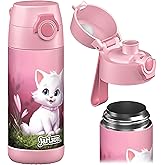 Jarlson® Kids Water Bottle MALI [12OZ] - No Straw Stainless Steel Thermo Bottle - Insulated Waterbottle Leak Proof for School & Sports - Thermo Tumbler for Boys & Girls (Cat)