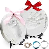 Little Hippo Baby Ornament Keepsake Kit (Newborn Bundle) - 2 Easels, 4 Ribbons &amp; Letters! Handprint and Footprint Clay Casting Kit for Baby Shower Gifts, Boys &amp; Girls