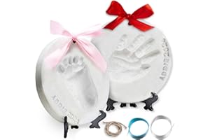 Little Hippo Baby Ornament Keepsake Kit (Newborn Bundle) - 2 Easels, 4 Ribbons & Letters! Handprint and Footprint Clay Casting Kit for Baby Shower Gifts, Boys & Girls