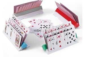Kavilin Adjustable Card Holders for Playing Cards: Foldable Design, Set of 4 Deck Stands for Poker, UNO, Canasta, Card Game Accessories for Arthritis Patients (4 Colors with Gray)