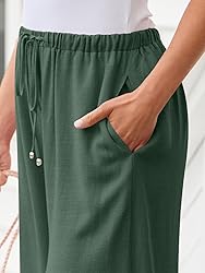 LILLUSORY Linen Wide Leg Pants Womens Palazzo Flowy
