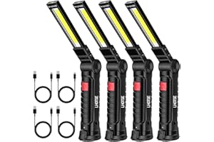 Rechargeable Work Lights, LED Work Light with Magnetic Base and Hanging Hook,360°Rotate 5 Modes Magnetic Rechargeable Flashli