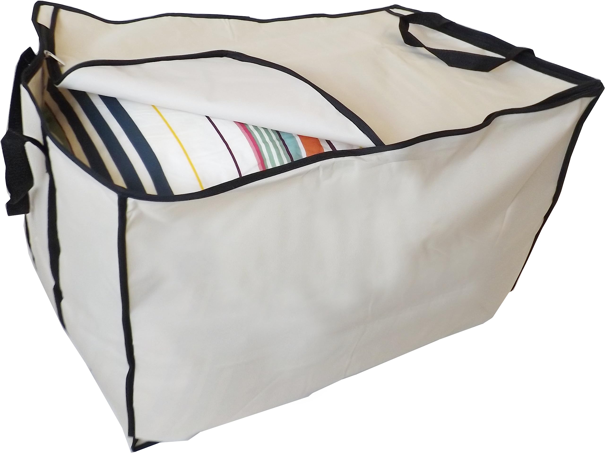 Neusu Bedding Storage Bag With Zips - 150 Litres 68x47x47cm - Storage Chest for Duvets, Pillows, Quilts, Clothing, Caravan Bedding - Beige