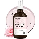 Simplified Skin Rose Water Spray for Face &amp; Hair, Rosewater Mist Toner | USDA Certified Organic Rose Water, Deeply Hydrates, Calms Redness &amp; Controls Frizz, Alcohol-Free, 4 Fl Oz