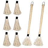 2pcs BBQ Basting Mops, 18 inch Wooden Long Handle
